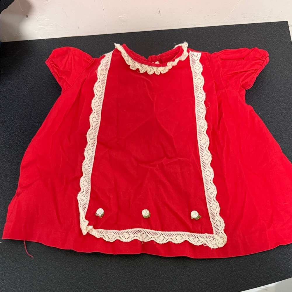 Nanette Baby Red Dress with Lace Accents